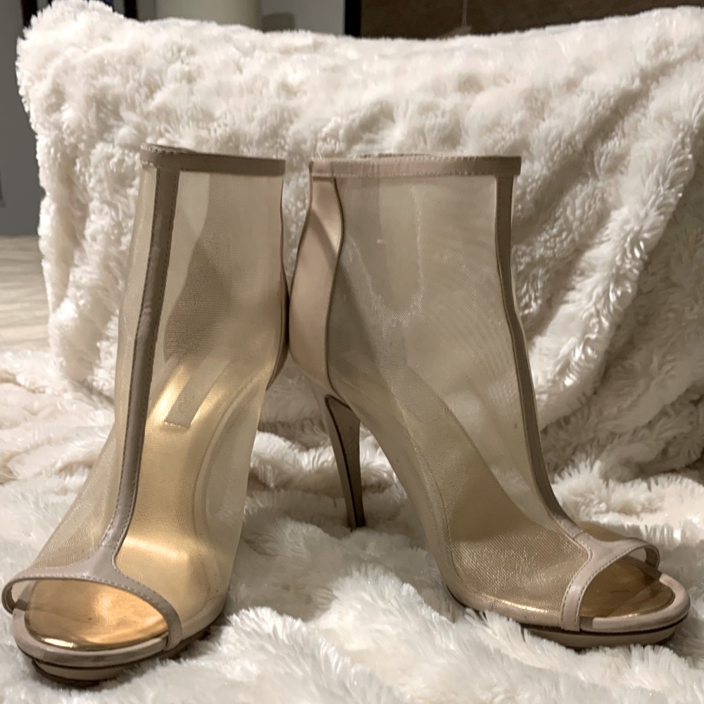 BCBG sheer bootie heel